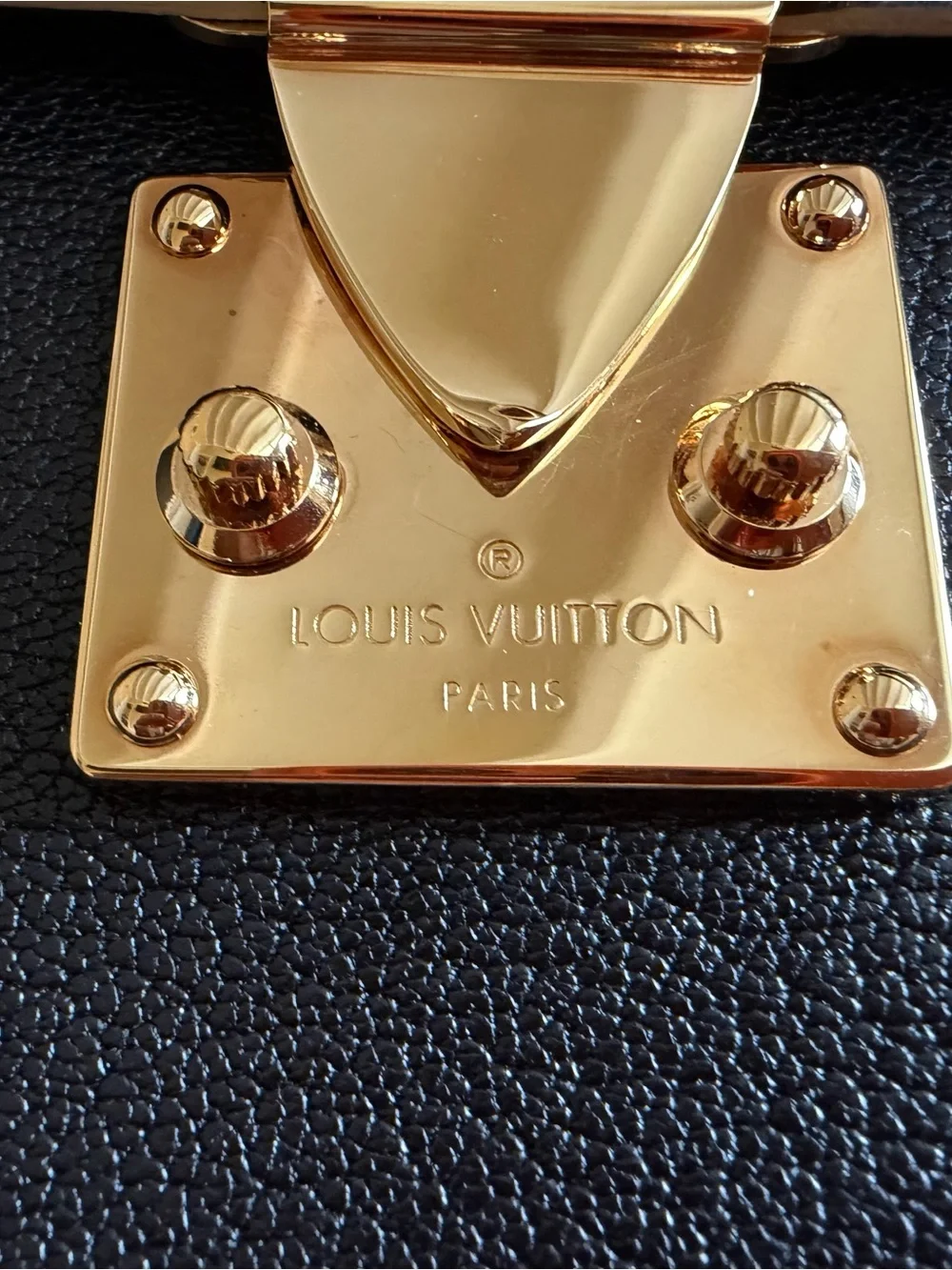 Louis Vuitton Black Suhali Leather Satchel with Gold Stud Accents